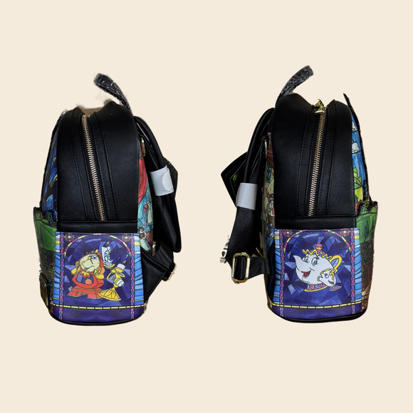 LOUNGEFLY Disney Parks Mini Backpack Castle Series Beauty & the Beast Belle NWT - Picture 3 of 16